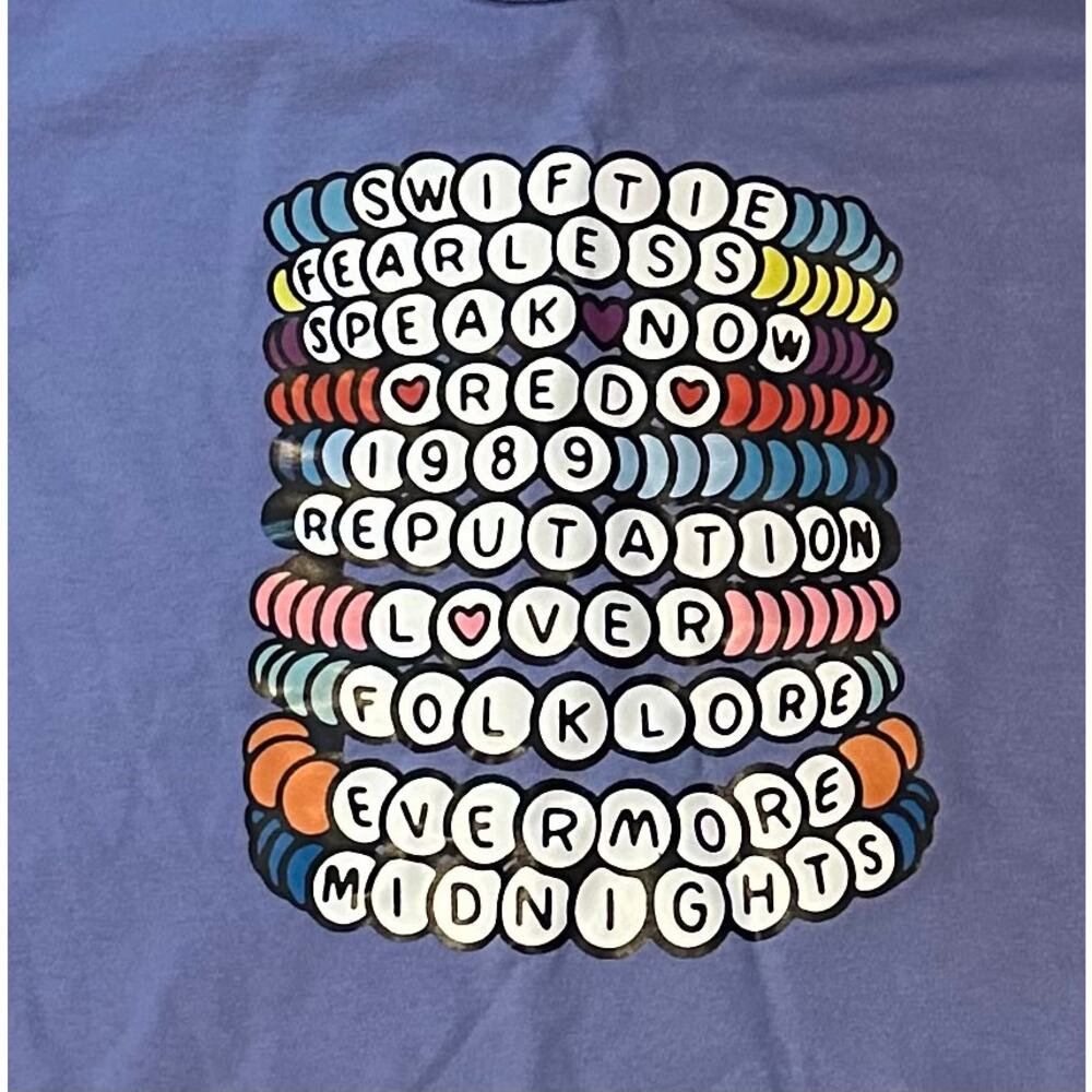 Taylor Swift Friendship Bracelet Girls Purple Tee Handmade